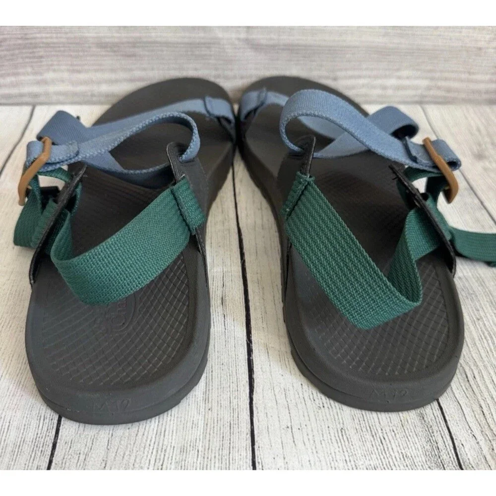 Chaco Mens Lowdown Strappy Sport Sandals Blue Green Polyester Size 10